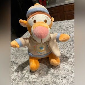 Disney Winter Tigger Plush in Blue and Cream with sweater, scarf and hat. SOFT!